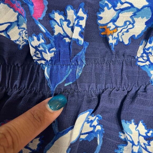 Tanya Taylor Blue Silk Floral Cold Shoulder Midi Dress 6 Women - Picture 11 of 11